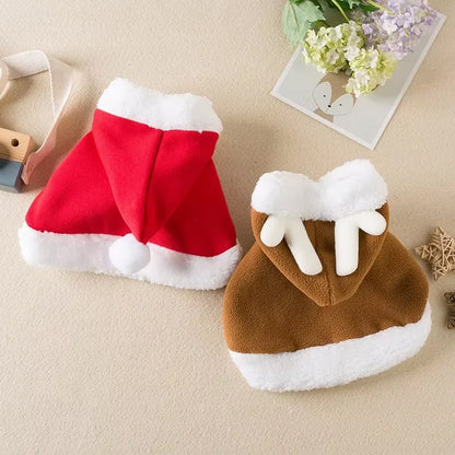 Funny Cat Christmas Costume Santa Cosplay Pet Christmas Cape Dress up Clothes Warm Red Scarf Cloak with Hat Pet Accessories