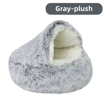 Autumn and Winter Soft Plush Pet Bed and Pet Bed Winter Warm and Cold Plush Comforter Nest Shell Cat Nest Semi-Enclosed Cat Nest