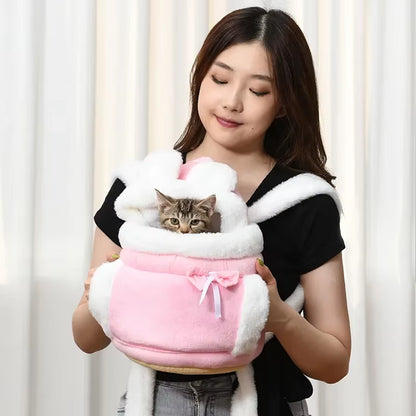 2-In-1 Cat Backpack Outdoor Carrier & Indoor Bed Winter Warm Plush Pets Bag Carrier for Travel Pet Accessories