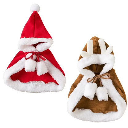 Funny Cat Christmas Costume Santa Cosplay Pet Christmas Cape Dress up Clothes Warm Red Scarf Cloak with Hat Pet Accessories