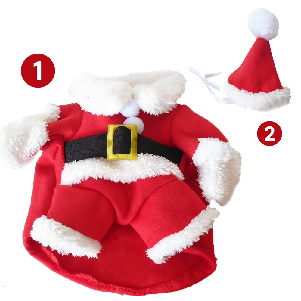 Funny Cat Costume for Christmas Festival Cute Santa Claus Cosplay Pet Jumpsuit for Small Dogs Cats Party Pets Sphynx Dress Up