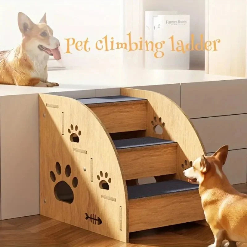 3-Tier/2-Tier Wooden Dog Stairs - Non-Slip Pet Steps, Suitable for High Beds and Sofas, Perfect for Medium and Small Dogs Cats
