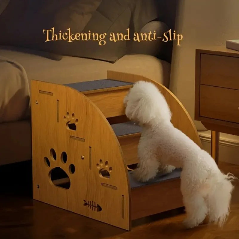 3-Tier/2-Tier Wooden Dog Stairs - Non-Slip Pet Steps, Suitable for High Beds and Sofas, Perfect for Medium and Small Dogs Cats