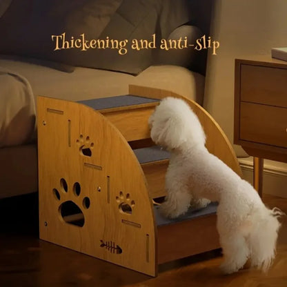 3-Tier/2-Tier Wooden Dog Stairs - Non-Slip Pet Steps, Suitable for High Beds and Sofas, Perfect for Medium and Small Dogs Cats