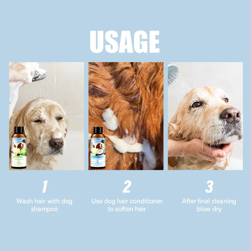 Pet Shower Gel and Conditioner Combo Pack, Perfect Clean Shampoo and Conditioner, Chemical Free, for Pets Cats and Dogs