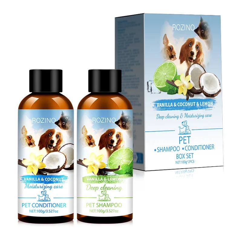 Pet Shower Gel and Conditioner Combo Pack, Perfect Clean Shampoo and Conditioner, Chemical Free, for Pets Cats and Dogs
