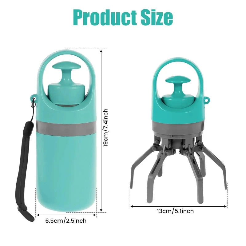 Portable Dog Pooper Scooper Outdoor Pet Waste Pick-Up Cleaner Built-In Garbage Bag Handheld Pet Poop Grabber No Touch Design