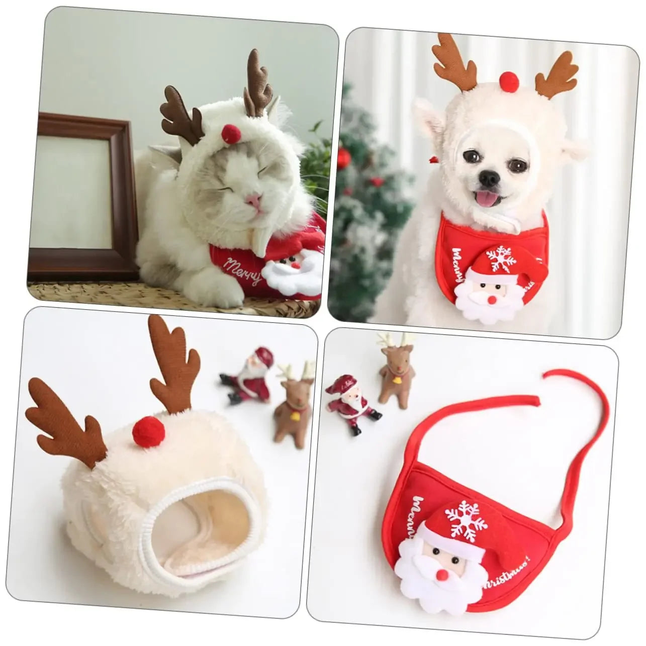 Christmas Pet Cat Dog Hat Santa Small Puppy Xmas Holiday Costume Ornaments Cosplay Props Caps 2025 Christmas Party Pet Supplies
