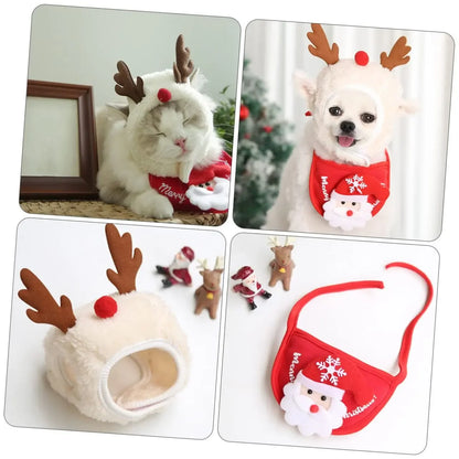 Christmas Pet Cat Dog Hat Santa Small Puppy Xmas Holiday Costume Ornaments Cosplay Props Caps 2025 Christmas Party Pet Supplies
