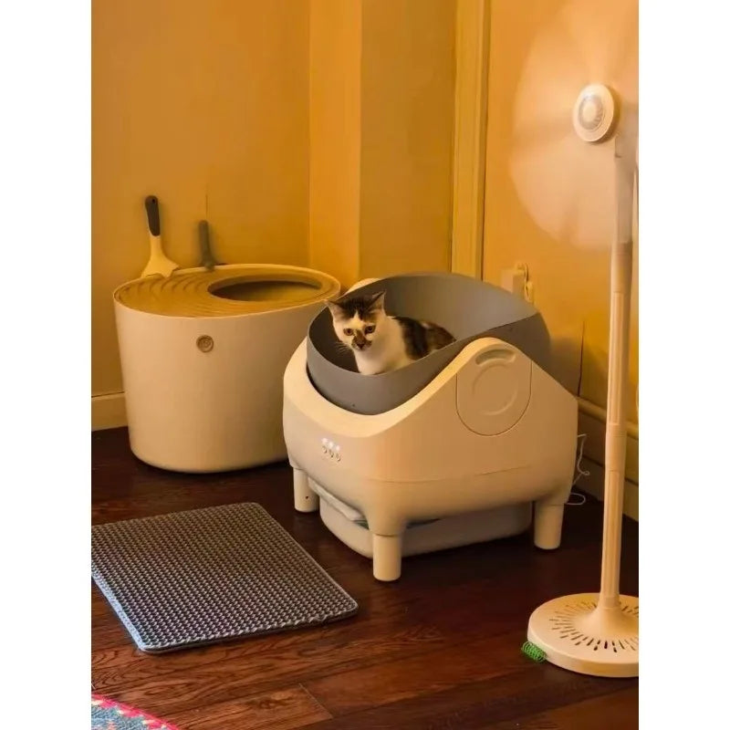 New Open Smart Cat Litter Box, Electric Cat Toilet, Oversized Automatic Shit Shoveling Machine, Automatic Cat Litter Box