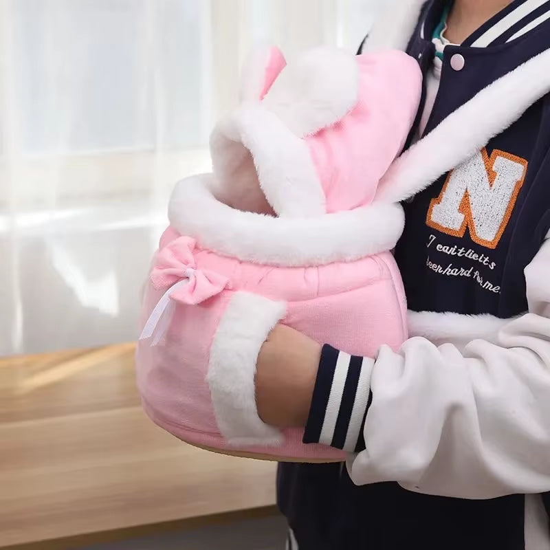 2-In-1 Cat Backpack Outdoor Carrier & Indoor Bed Winter Warm Plush Pets Bag Carrier for Travel Pet Accessories