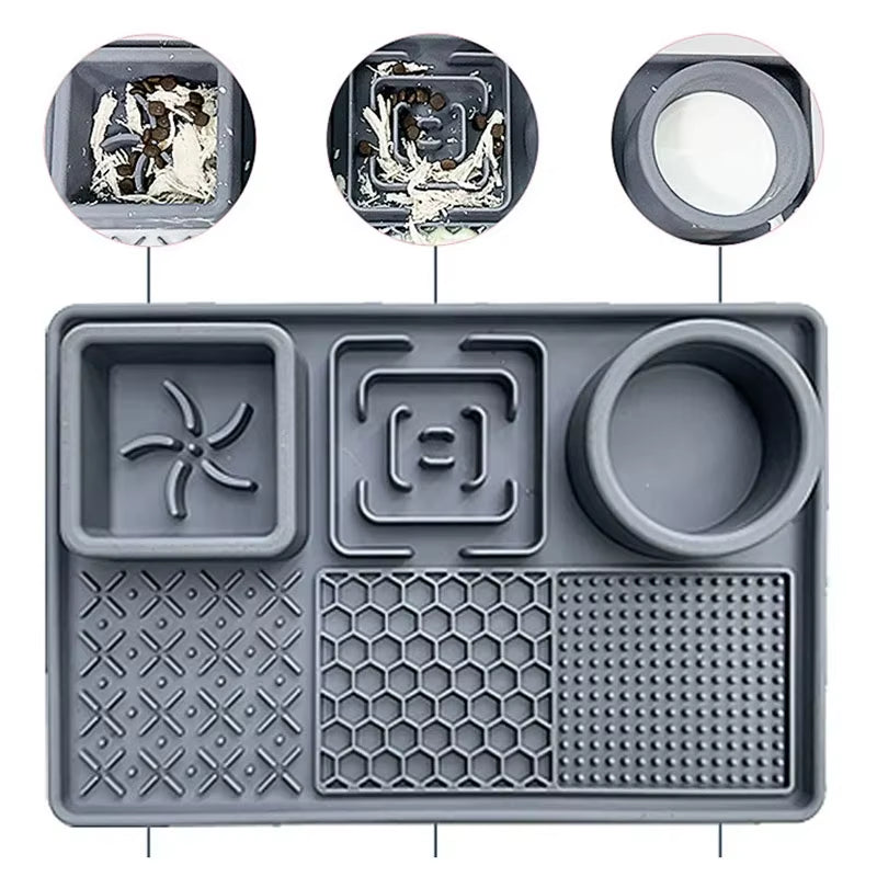 Silicone Pet Licking Mat for Dogs Cats Dog Slow Feeders Dogs Cats Slow Food Bowls with Suction Cup Yogurt Peanut Food Placemat