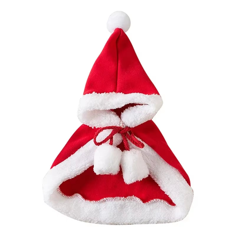 Funny Cat Christmas Costume Santa Cosplay Pet Christmas Cape Dress up Clothes Warm Red Scarf Cloak with Hat Pet Accessories